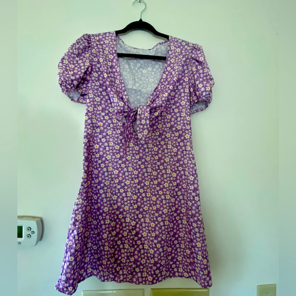 Purple with daisy print dress